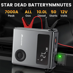 MUDIRO M-JC6 7000A Jump Starter with Air Compressor for Cars Motorcycles 10L Diesel Engines