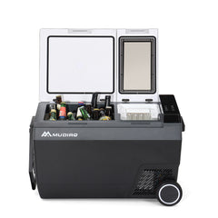 Mudiro 12V Car Refrigerator with Ice Maker 45L Car Refrigerator with Casters for Camping, Travel, Outdoor, Home