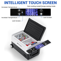 Mudiro 12 Volt Refrigerator with Bluetooth function 12V Car Fridge 35L(37QT) 55L(58QT) -4℉~68℉ Freezer Compressor Cooler 12/24V DC & 100-240V AC,Removable Divider, Car Fridge For Car, Camping, Travel, Fishing, Outdoor or Home