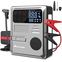 Car Jump Starter with Air Compressor 6000A 150PSI PD 30W, Battery Jumper Starter Portable(All Gas/10L Diesel), 12V Jump Box Battery Charger, 2 Lights, for Motorcycle
