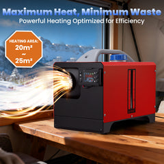 MUDIRO WS-1 8KW Air Diesel Heater with bluetooth App Control & Adapter Auto Start-Stop 110V-240V AC 12V/24V DC for Camping, RV, Tent