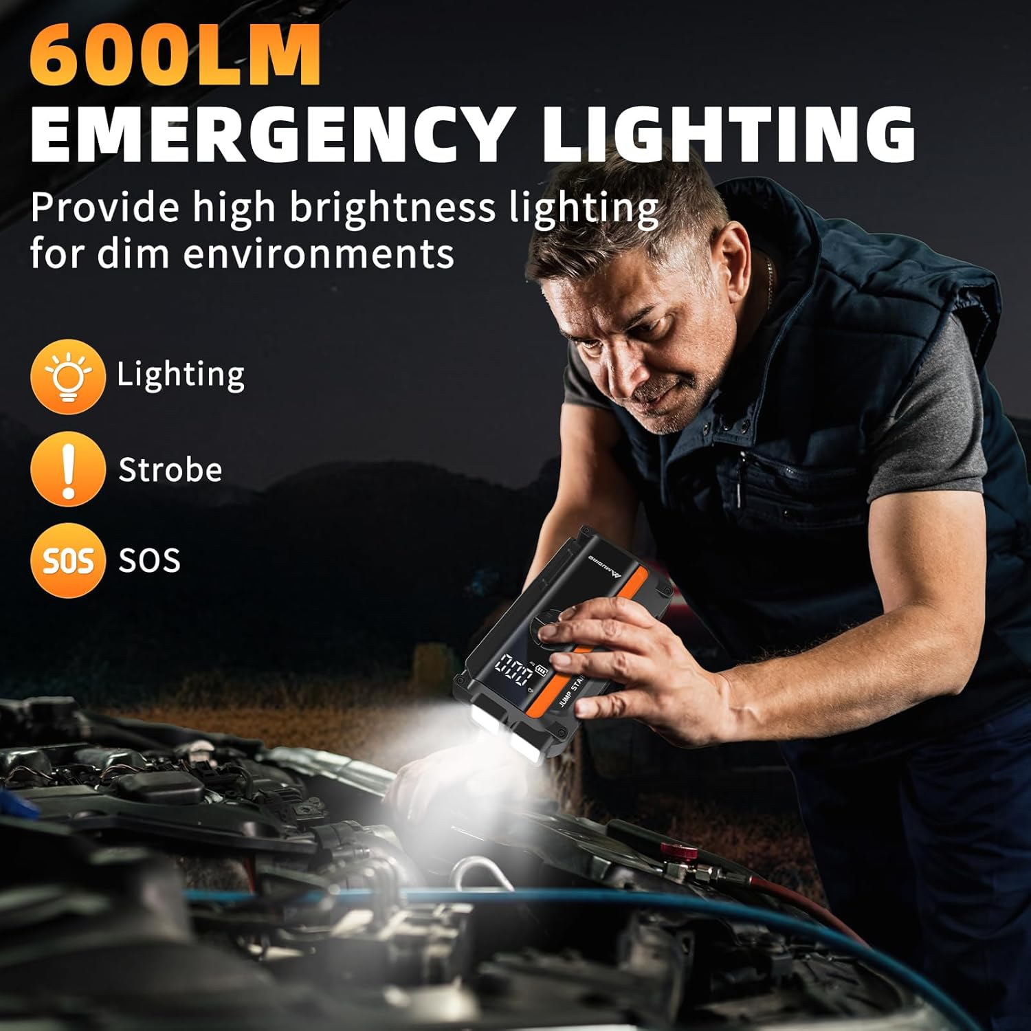 MUDIRO M-JA1 Car Jump Starter with Air Compressor 4000A 150PSI, Battery Jumper Starter Portable(10L Gas/8L Diesel), 12V Jump Box Battery Charger