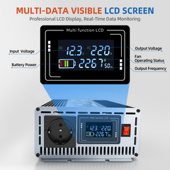 Foursun F-SI 2000 Pure Sine Wave Power Inverter 2000W Continuous / 4000W Peak, DC 12V to AC 220V 50Hz, Car Inverter