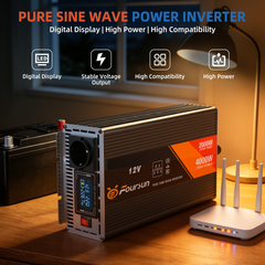 Foursun F-SI 2000 Pure Sine Wave Power Inverter 2000W Continuous / 4000W Peak, DC 12V to AC 220V 50Hz, Car Inverter