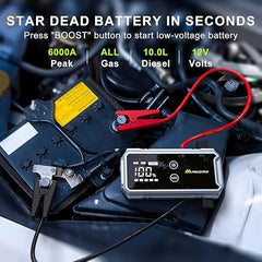 M-ONE Jump Starter 6000A, 12V Battery Jumper Starter Portable(All Gas/10L Diesel), Jump Box for Car, Lights, Compact & Powerful