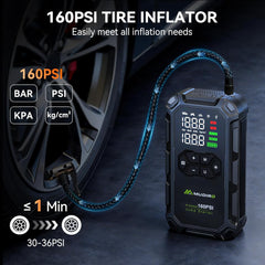 M-JA3 Car Jump Starter with Air Compressor 6000A 160PSI, Battery Jumper Starter Portable(All Gas/8L Diesel), 12V Jump Box Battery Charger