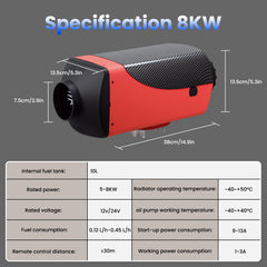 MUDIRO FT-1 5-8KW Diesel Heater 10L 12V 24V Split Car Parking Heater LCD Monitor With Muffler for Trailer Camper Van Boat