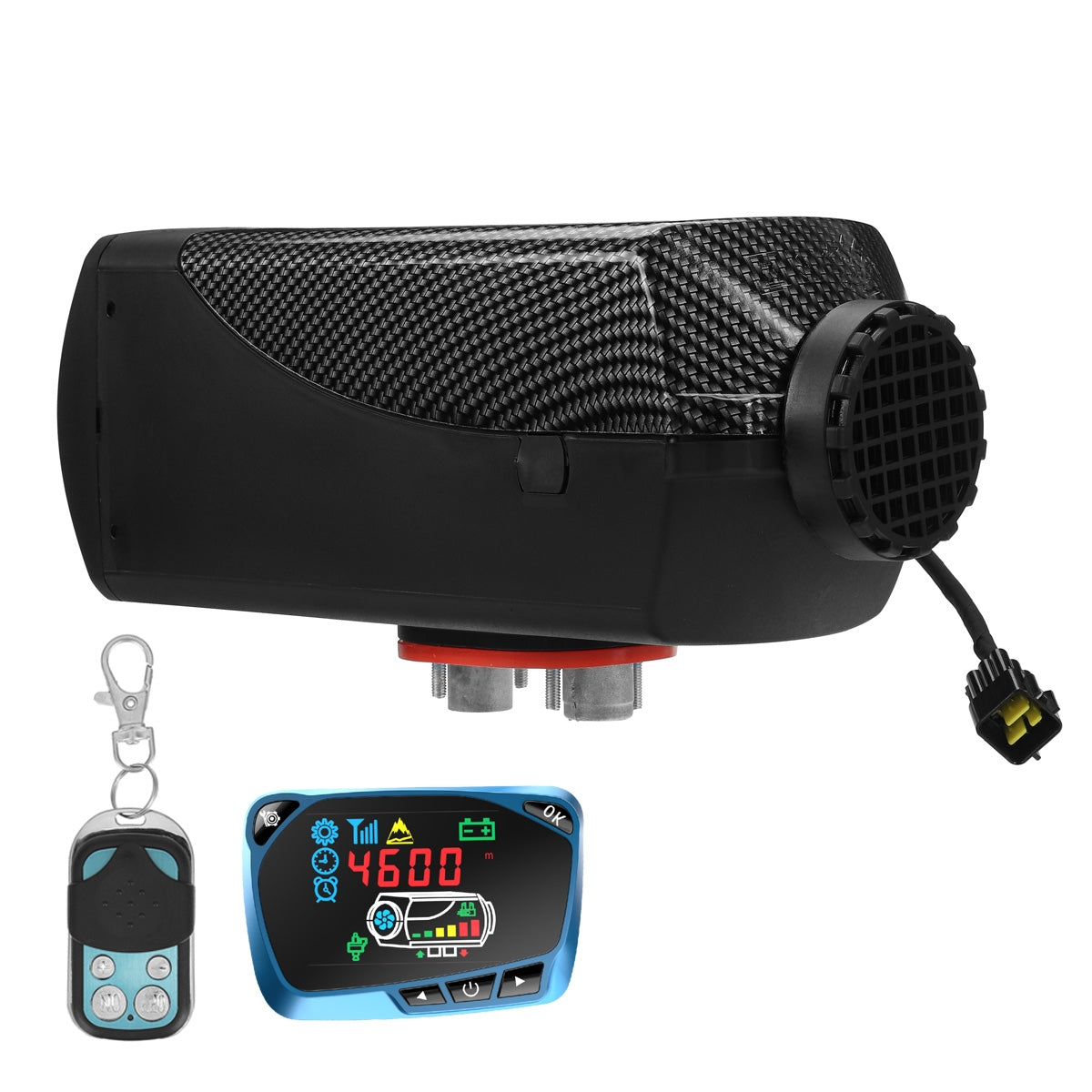 Mudiro 2KW/8KW 12V Aquecedor de estacionamento de carro Ar Diesels Controle remoto LCD Monitor Preto