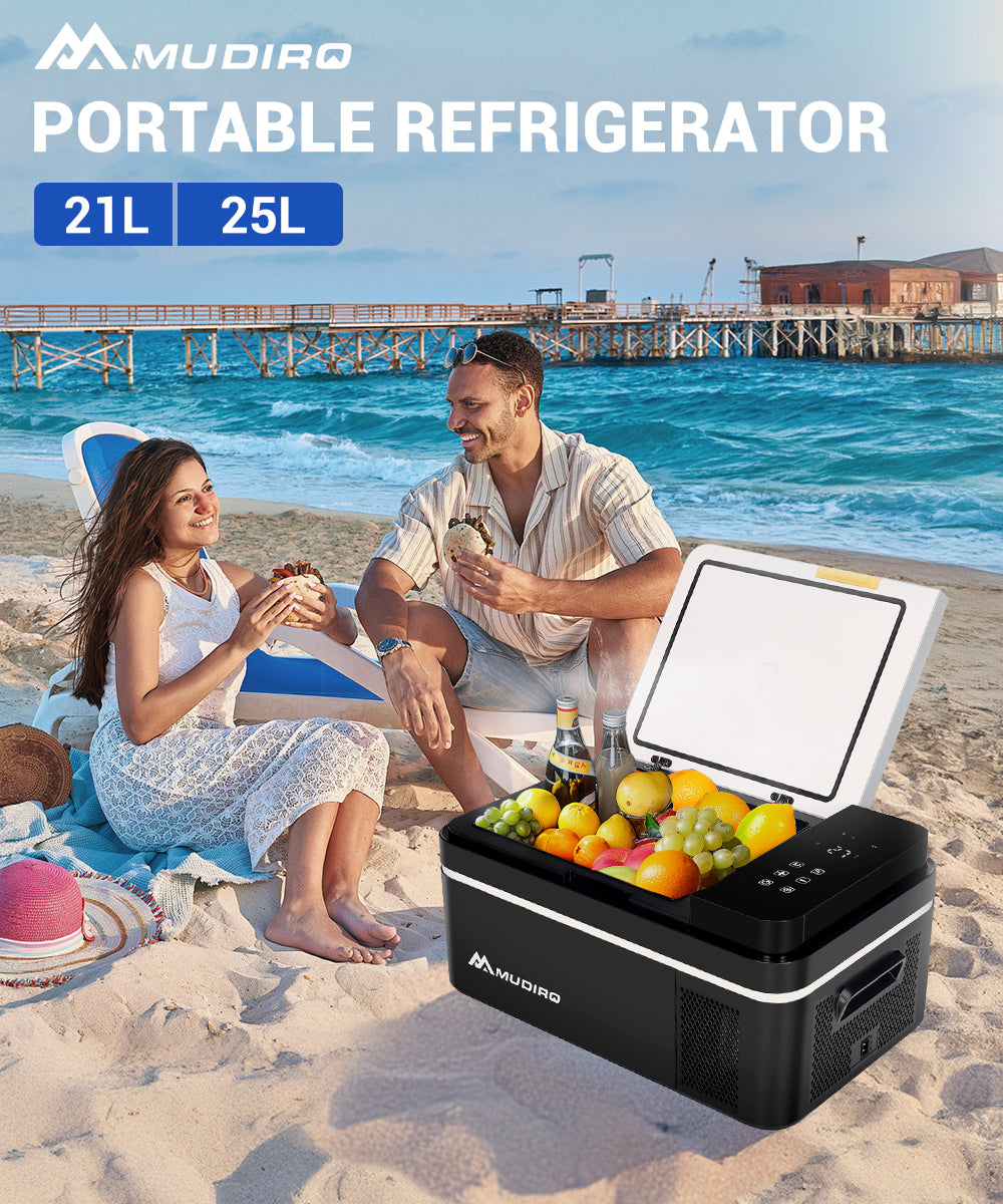 Mudiro 12V Portable Car Refrigerator 21L/25L -4℉~68℉ Freezer Compressor Cooler Fridge For Car,Camping,Travel,Fishing,Outdoor