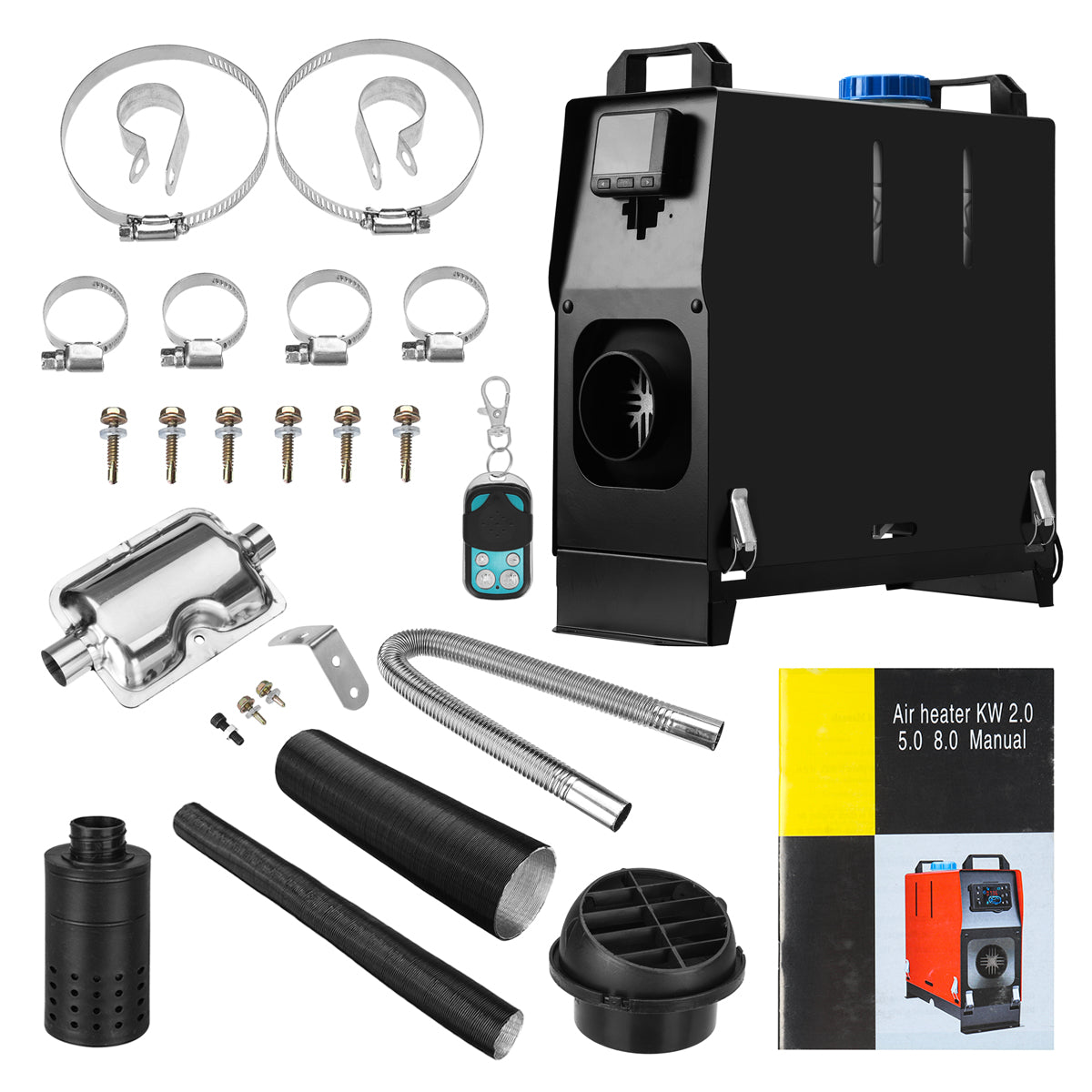 Mudiro 8KW 12V Aquecedor de estacionamento portátil prático tudo em um preto