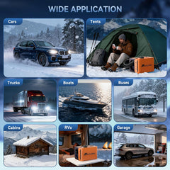 Mudiro M-5S Ultra Diesel Heater 12V/24V/110V 8KW with Auto Shut-off & Alarm, Thermostat, Bluetooth/Remote, Auto Altitude Adjustment, for Camping, RV, Tent