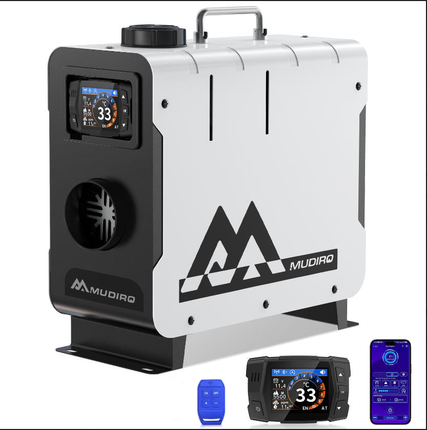 Diesel Heater 12 V/24 V/230 V 8 KW without Adapter with CO Protection (Auto Shut-Off & Alarm), Bluetooth/Remote Control, TFT Display, Car Height Adjustment, China Auxiliary Heater for Camping, Motorhome, Tent